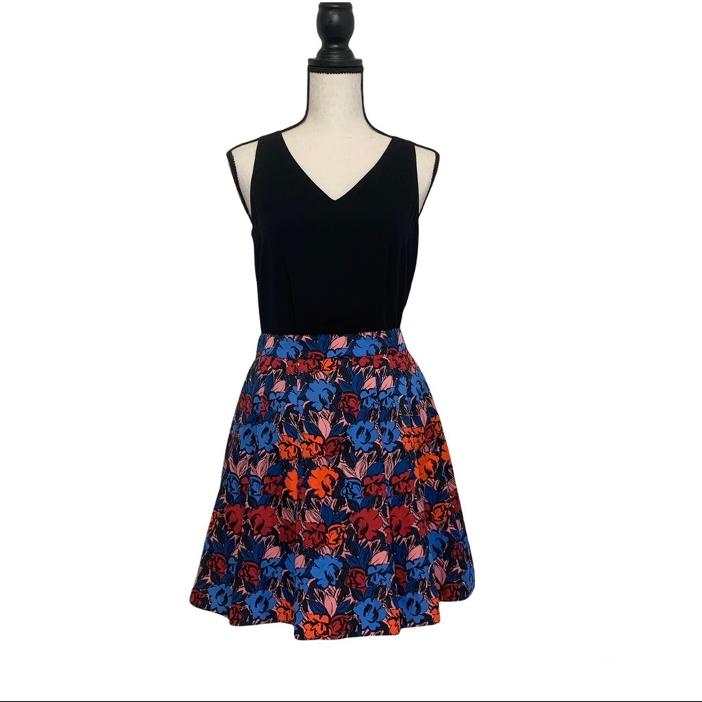 J. Crew Blue Micro Floral Pleated Mini Skirt Size 2